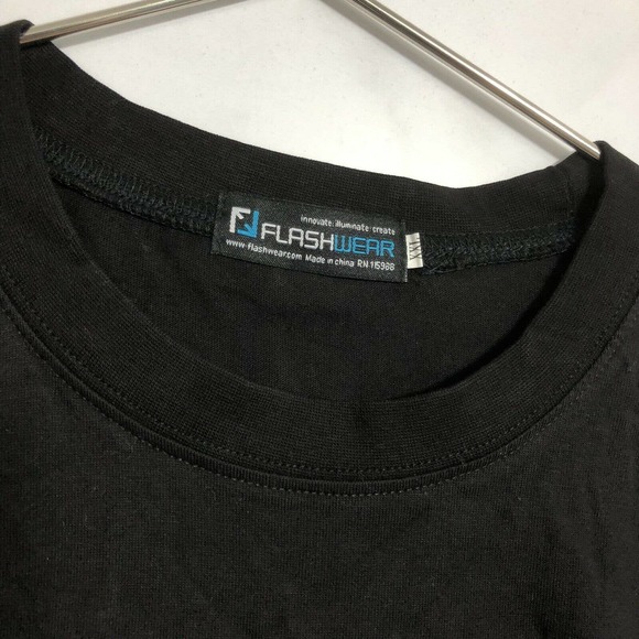 Union Jack T-shirt Sensor Black Electric Light Up Flashing Patch Flashwear XL - Picture 4 of 13